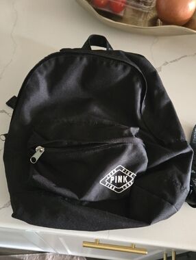 PINK Victoria's Secret Black Mini Backpack with Front Logo